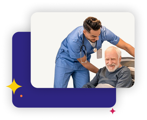 A positive interaction between a caregiver and a senior patient, representing compassionate home care services.